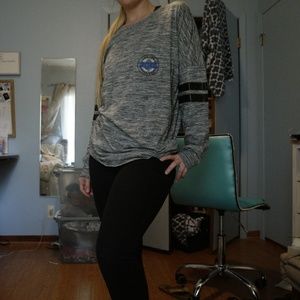 PINK Long Sleeve shirt with Faux-leather bands